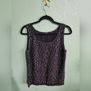 Lafayette 148 New York Black Sequin Sleeveless Tank
